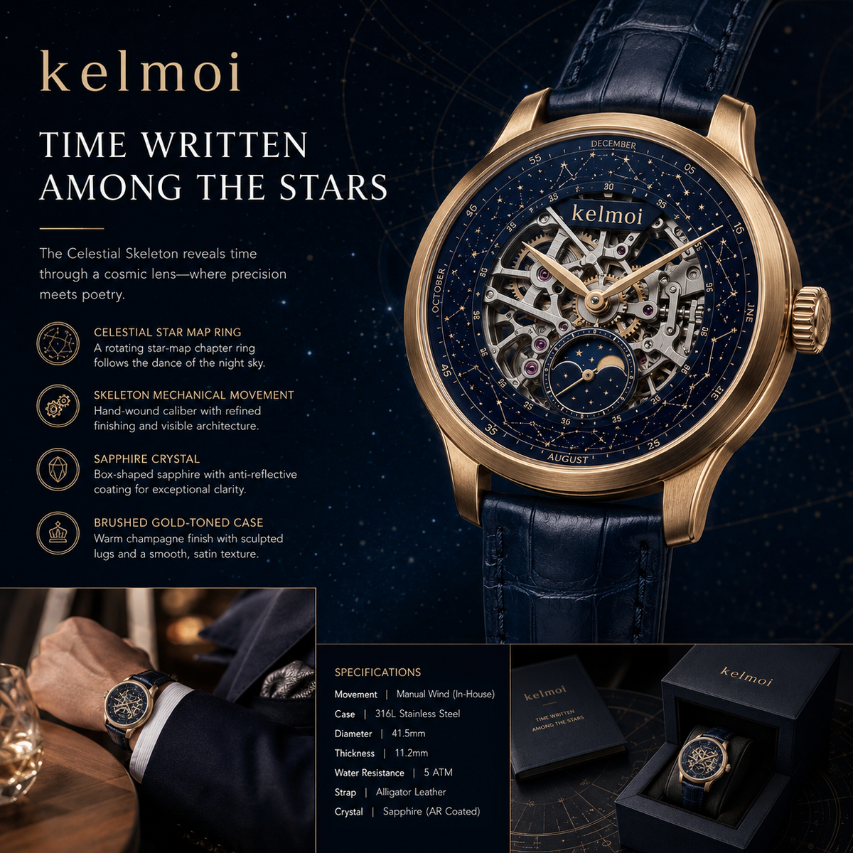 kelmoi™ Astral Frame Openwork Dress Watch