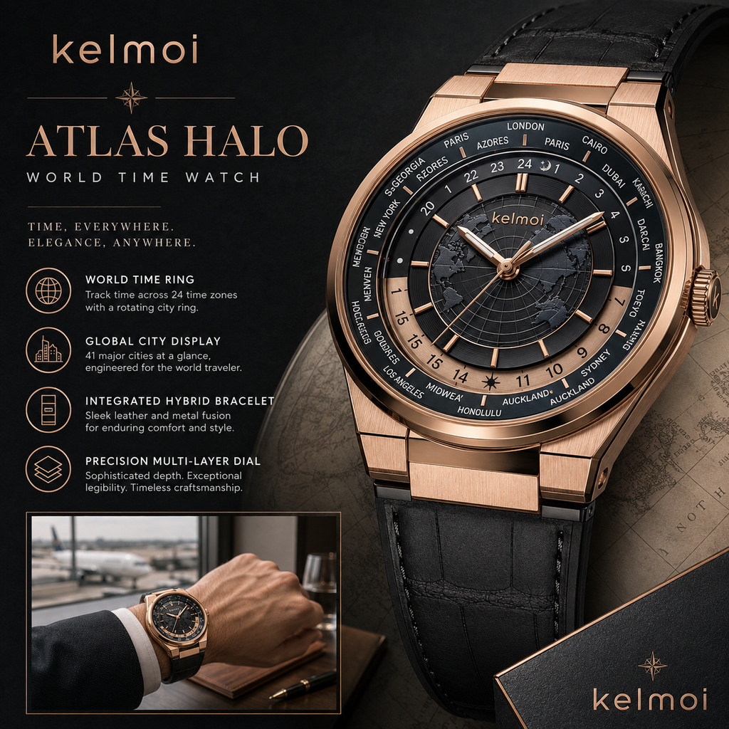 kelmoi™ Atlas Halo World-Time Style Watch