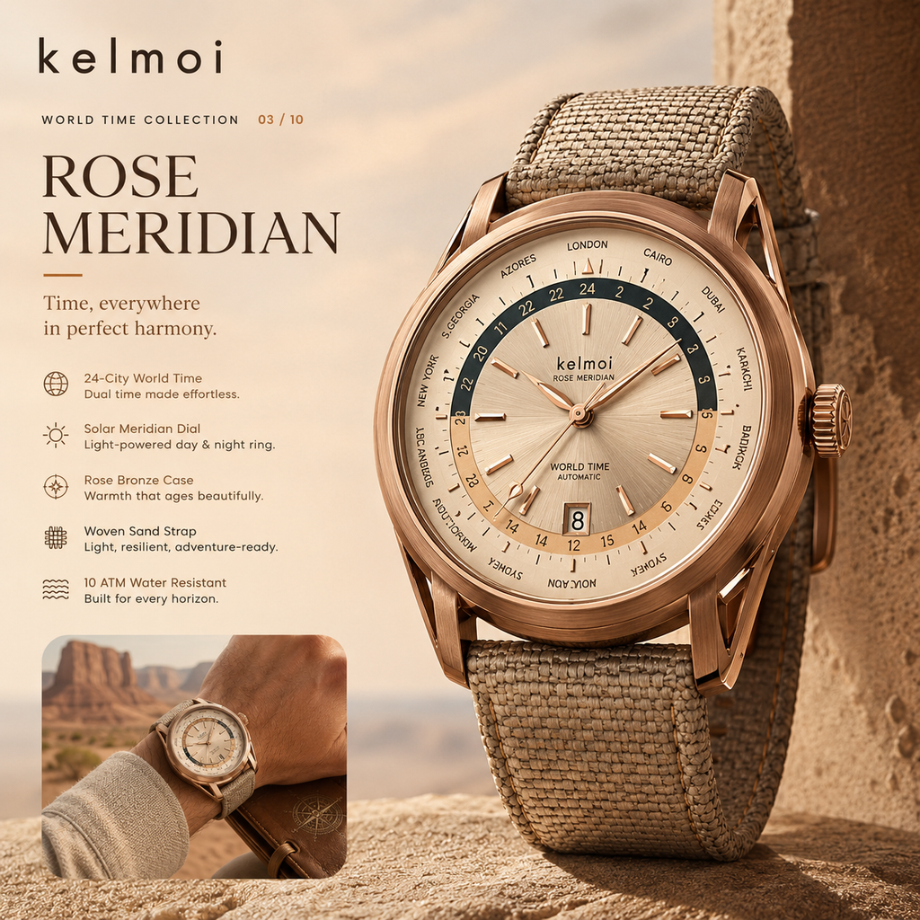 kelmoi™ Rose Meridian Warm-Tone Field Watch