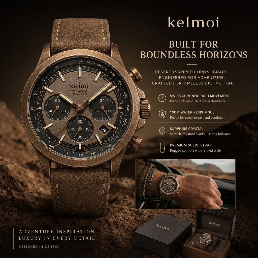 kelmoi™ Frontier Chronograph-Style Field Watch