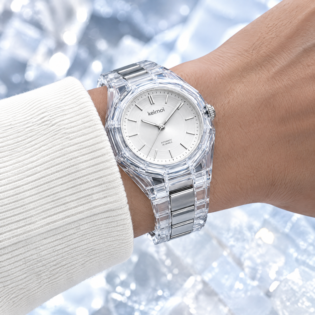 kelmoi™ Crystal Halo Clear Bracelet Watch