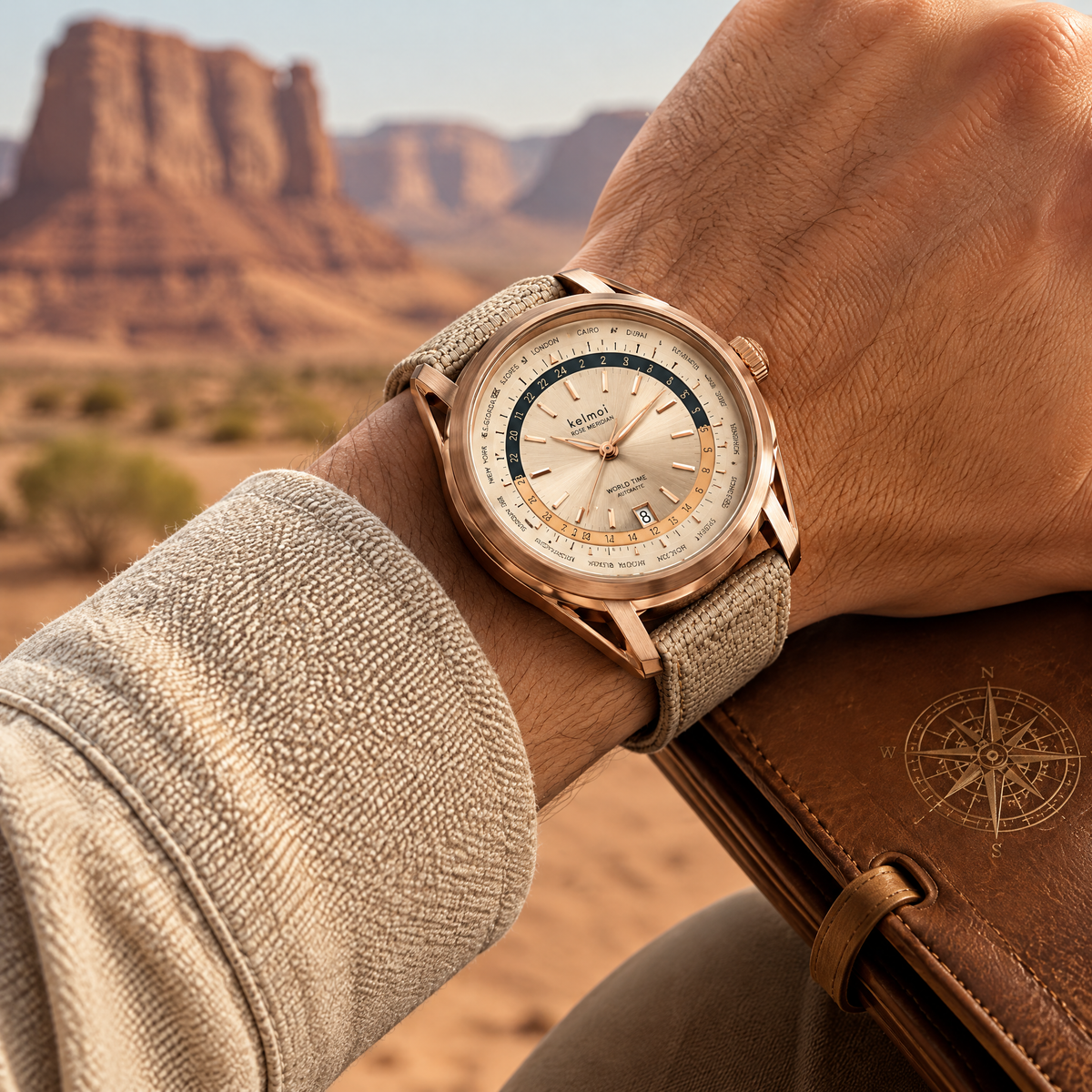 kelmoi™ Rose Meridian Warm-Tone Field Watch