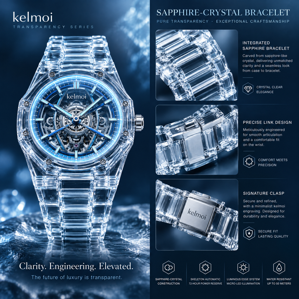 kelmoi™ Lucent Core Transparent Case Watch