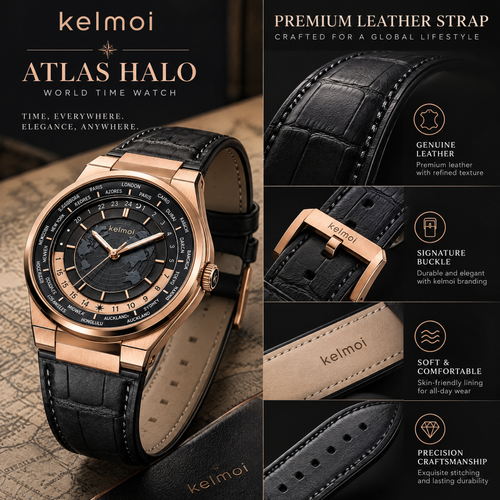 kelmoi™ Atlas Halo World-Time Style Watch