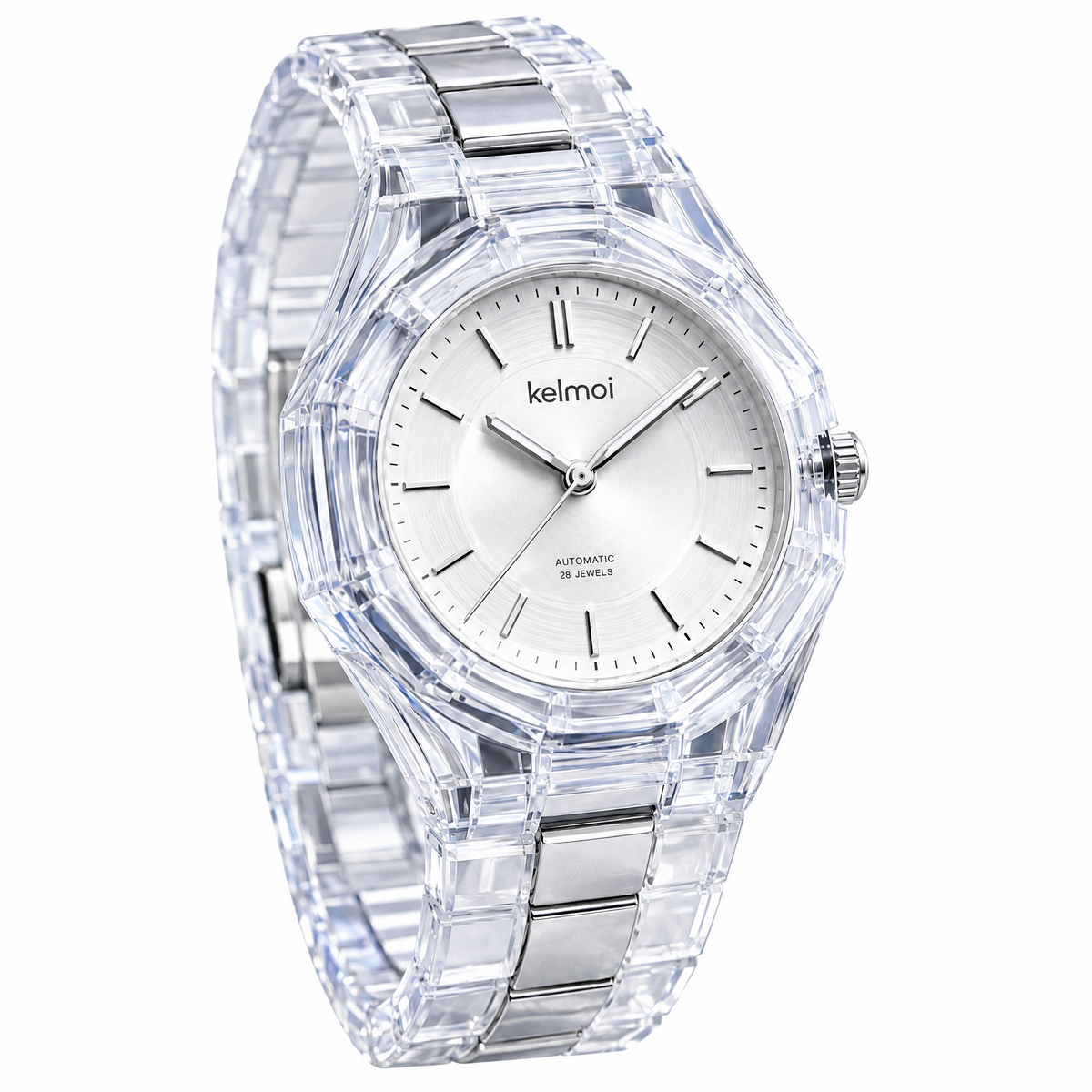 kelmoi™ Crystal Halo Clear Bracelet Watch