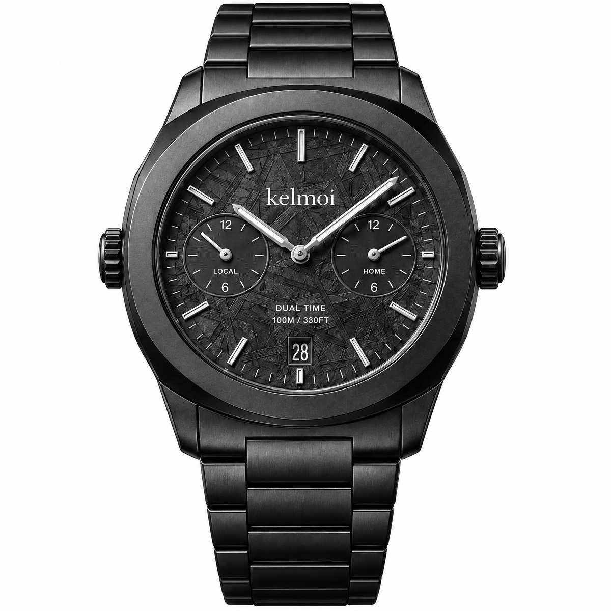 kelmoi™ Dual Arc Black Dual-Time Style Watch