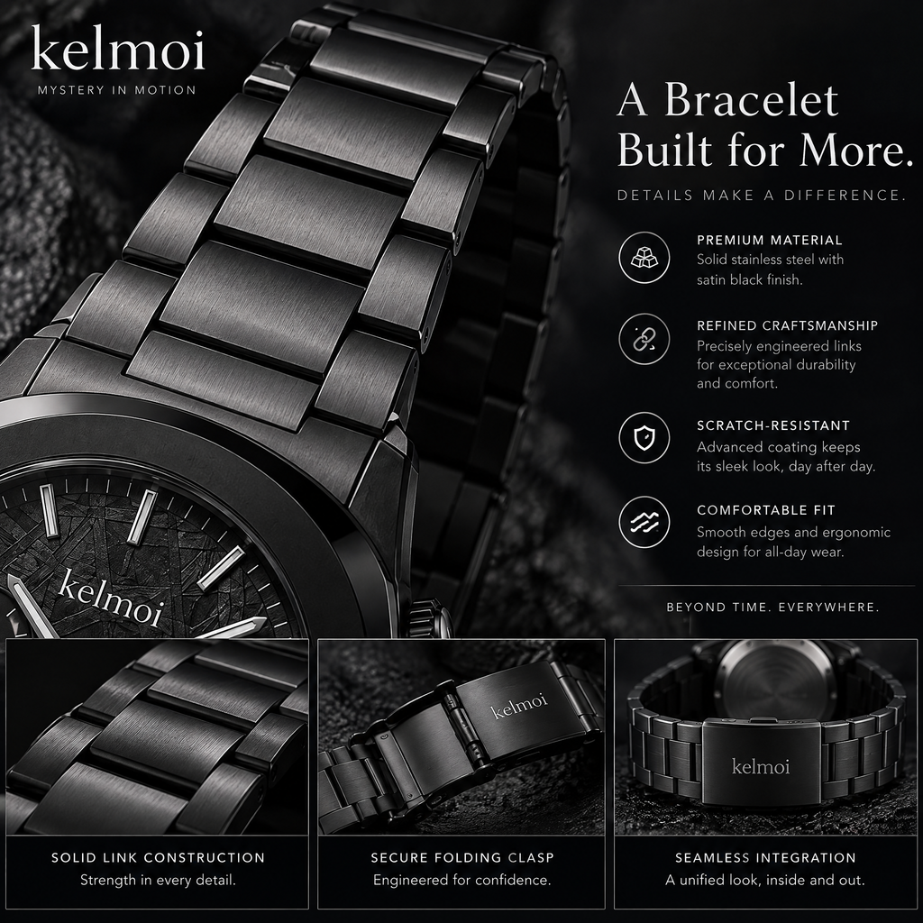 kelmoi™ Dual Arc Black Dual-Time Style Watch