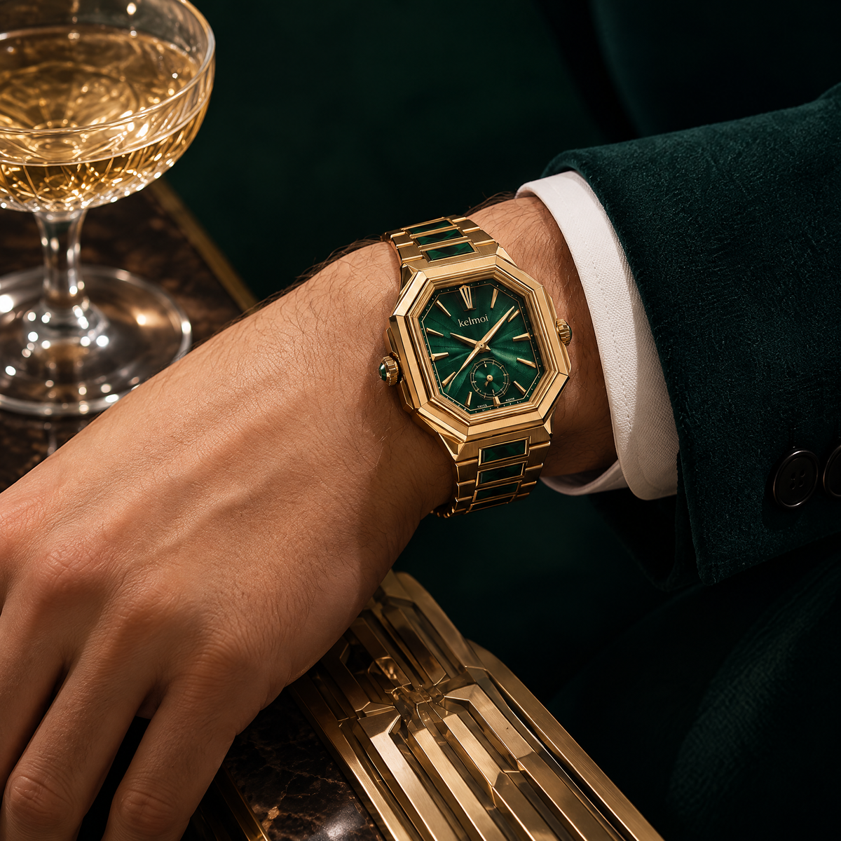 kelmoi™ Verdant Facet Geometric Bracelet Watch