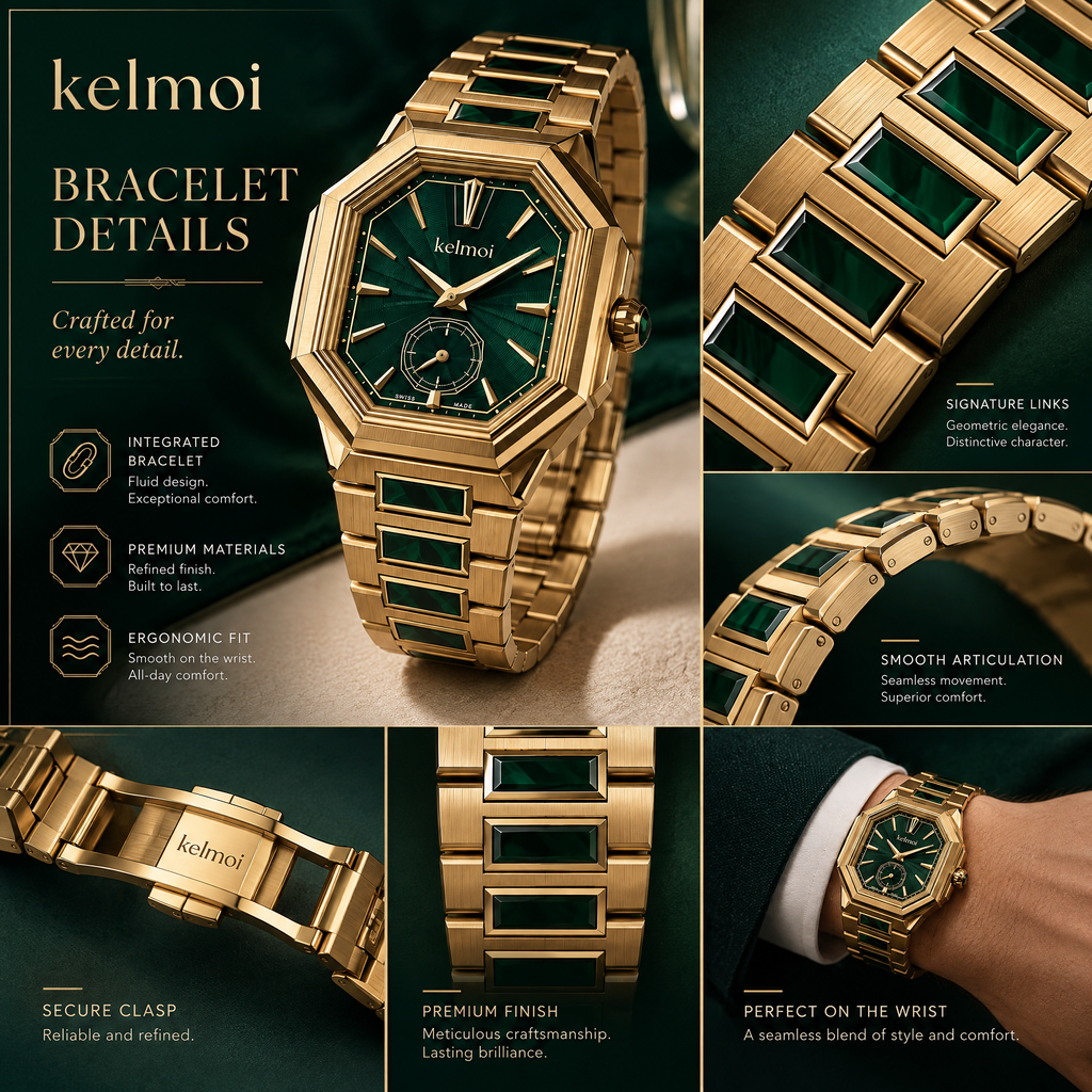 kelmoi™ Verdant Facet Geometric Bracelet Watch